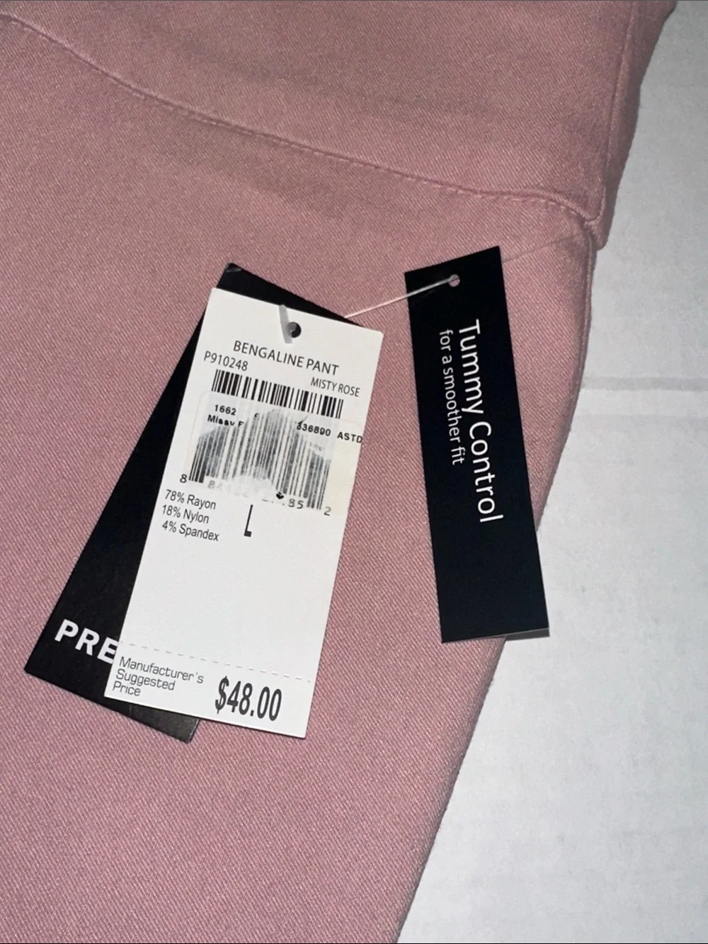 NEW Premise Tummy Control Bengaline Pant Light Pink Stretchy Work Womens Large